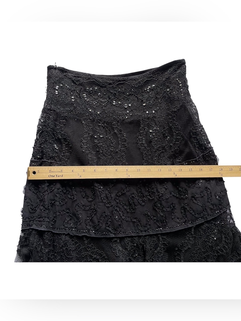 Lillie Rubin Black Sequin Lace Maxi Women's Skirt, 2 - Picture 9 of 11